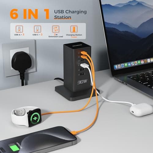 CHARCO 30W Multi USB Charger, 6-Port Phone Charger with 2m Cord — view 2