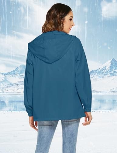 Rapbin Women's Raincoats Waterproof Thin Breathable Packable Rain Jacket — view 2