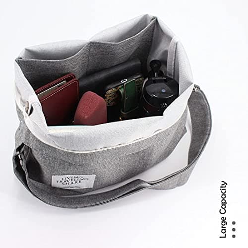 Ecohaso Women’s Hobo Bag, Canvas Handbag Crossbody Bag Beach Bag Simple Shoulder Bag Ladies Large Cotton Tote Handbag Girls Shopping Bag for Travel Daily (Grey) — view 5