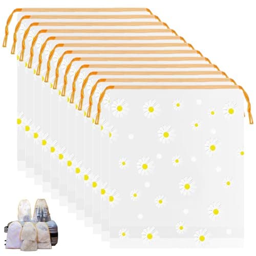 GAOHAN 12 Pcs Shoe Bags Daisy Print Travel Storage Bag Drawstring Shoe Bag