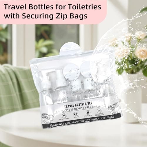 8Pcs Travel Bottles for Toiletries,100ml Travel Spray Bottle Mini Shampoo and Conditioner Set,Plastic Refillable Travel Pots,Clear Empty Small Jars with Lids for Traveling Make-up Skincare Cleaning — view 5