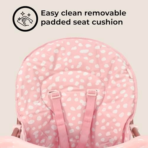 My Babiie MBHC1 Compact Highchair – Ultra Lightweight (5kg), Foldable, Easy Clean, Padded Seat, Footrest, Tray Cup Holder, for Toddler, from 6 Months to 3 Years (15kg) – Pink Dalmation — view 5