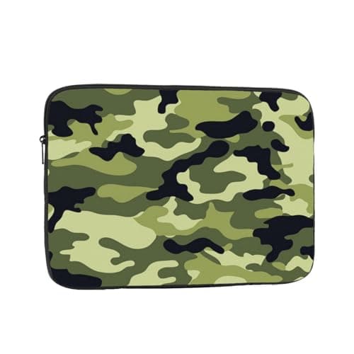 Camo Green Printed Laptop Sleeve Case 15 Inch - Protective Laptop Cover Bag Shockproof Notebook Computer Bag For Men And Women