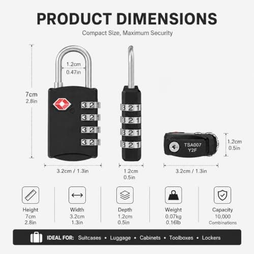 Diyife TSA Luggage Locks, [Updated Version][2 Packs] 4-Digit Security Padlock, Combination Padlocks, Code Lock for Travel Suitcases Luggage Bag Case etc. Black — view 5