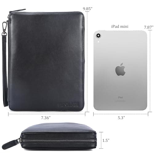 Polare Napa Leather Travel Cable Organizer Case Electronics Accessories Carry Bag with YKK Zippers Tech Storage Bag for Cables, Power Bank, USB, SD Card, Travel Essentials(Black) — view 2