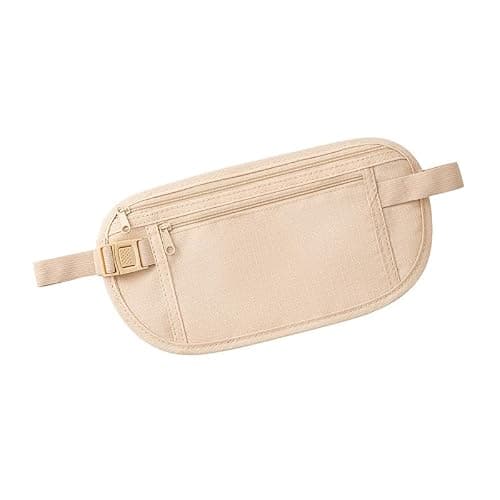 Pinpulux 2Pcs Travel Money Belt, Ultra-Thin Secure Travel Passport Cover in-Garment Hidden Anti-Theft Waist Bag Money Pouch Belt Wallet Holder Under Clothes Cash Credit Cards for Women Men