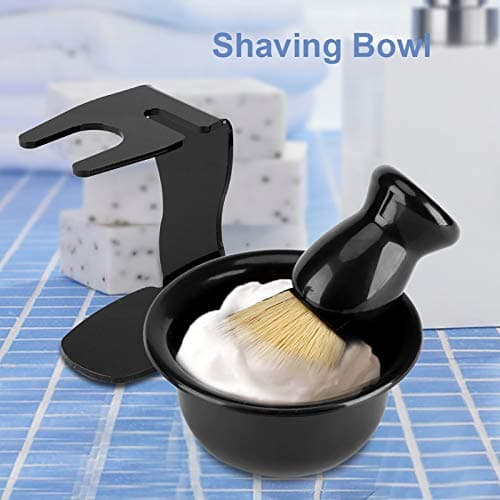 equlup Men Shaving Kit, Professional Portable Nylon Shaving Brush Acrylic Hair Shave Stand Black ABS Razors Bowl Set for Home Travel Men Gift — view 6