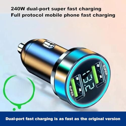 120W/240W Car Charger Adapter - Super Fast Charging Car Power Adapter, Multi-Port USB & PD | Car Charger with Digital Display, 6 Protection Functions, Travel Charger for Phone, Tablet, Truck — view 4