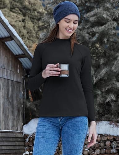 TACVASEN Thermal Tops Women Fleece Lined Shirt Women Thermal Base Layer — view 3