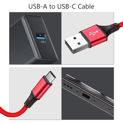 MohLythrix USB C Charger Cable 3Pack 2M/6.6FT USB Type C Charger Fast Charging USB A to USB C Cable Nylon Braided Compatible with iPhone 16 15 Pro Max, for Galaxy S25, S25+, S24, S23, S22, S21, S20 — view 3