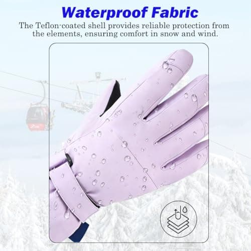 NexusGoods Thermal Touchscreen Ski Gloves - Waterproof & Insulated Snow Gloves for Men and Women For Snowboarding Ice Skating Winter Sports (Beige,S) — view 4