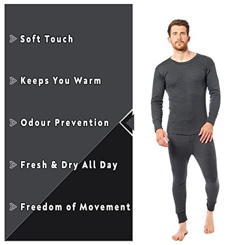 Heatwave® Pack of 2 Men's Extreme Thermal Underwear Set, Long Sleeve Top & Long Johns Set, Winter Thermals, Small Charcoal — view 3