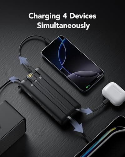 VRURC Portable Charger 20000mAh with Built in Fast Charging Cables — view 3