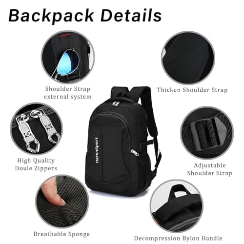 hjwanyin Travel Backpack Durable & Water Resistant, Day Pack Backpack, Breathable Padded Back & Straps, Unisex Durable Handy Daypack for School Work Hiking Camping Travelling, Rucksack for Men — view 5