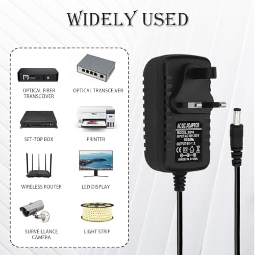 5V 1A Power Supply Adapter AC to DC, 5V Charger 5.5mm X 2.5mm Plug with 1m Cable, AC Adapter 100-240V 50 60HZ, Safety Universal Adaptor for LED Strip Light CCTV Router Speakers — view 3