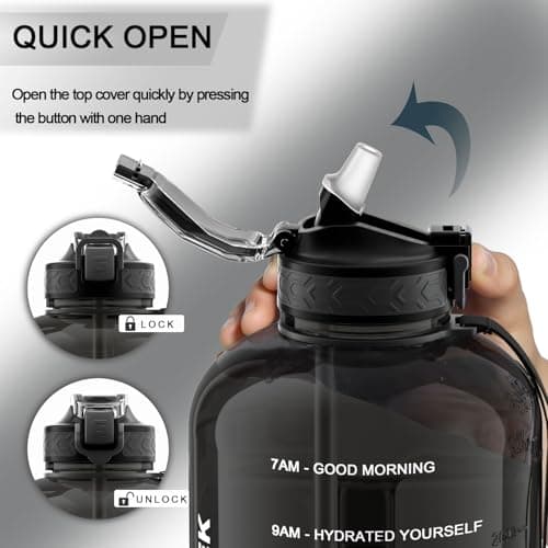GLEKGLEK 3L Water Bottle with Straw, BPA Free, Black — view 4