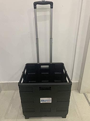NEW HEAVY DUTY EXTRA LARGE FOLDABLE FOLDING SUPERMARKET GROCERY SHOPPING BOOT TRUNK CAMPING CART CRATE BOX TROLLEY 40KG CAPACITY FOLDS FLAT BLACK LID — view 3