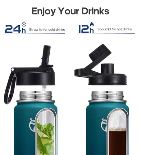 HydroPal Vacuum Insulated 750ml Stainless Steel Water Bottle with Dual Lids — view 3