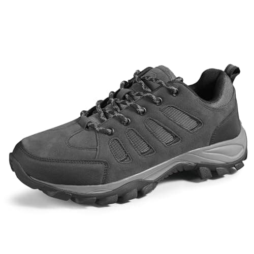 TRAILBLITZ Walking Shoes Mens Lightweight Non Slip Comfortable Hiking Boots Climbing Trekking Outdoor Camping Trainers Mesh Lining Casual Men's Lace-Ups (7.5 Man,Gray)