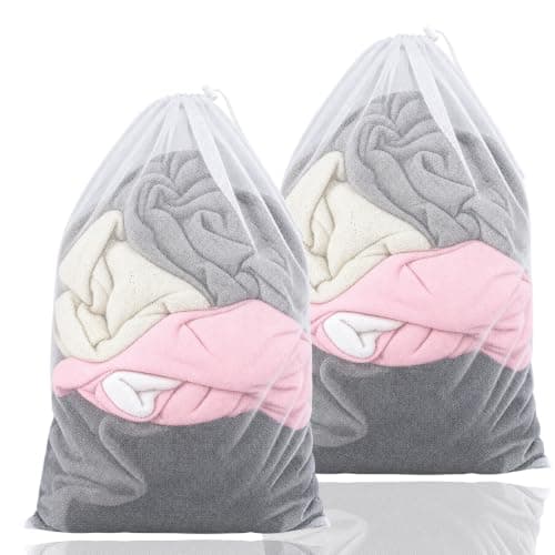 2-Pack 30 x 40 cm White Mesh Laundry Bags with Drawstring