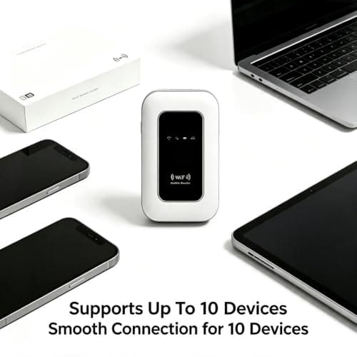 Portable Unlocked 4G/5G WiFi6 Mobile Hotspot, 300Mbps Pocket Wireless Modem Supports Up to 10 Devices, Long Lasting Battery Travel Internet Dongle for UK Home Camping Business Trips — view 3