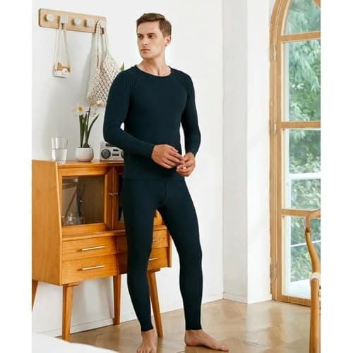 TT ThreadTrade Men's Thermal Underwear Set, Thermal Classic Fit Upper Top and Pajama Set, Full Sleeves Winter Wear Suit, Johns Warm Base layer, Thermal Set Vests, (Black- Full Sleeve Set, S) — view 4