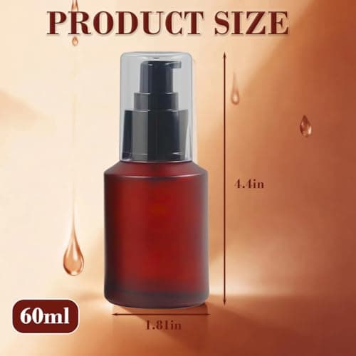 1PCS 60ML Glass Empty Upscale Refillable Cosmetic Cream Lotion Pump Bottle Container With Cap For Treatment Beauty Gels Liquid Serums (Brown) — view 2