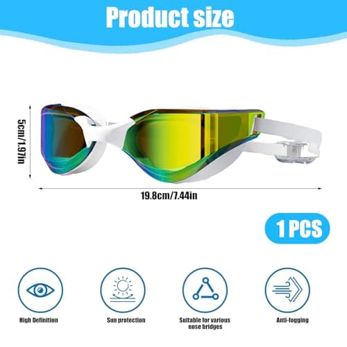 Mtbricey Swim Goggles Anti Fog Lenses with 360° Soft Silicone Seal Wide Panoramic View Integrated Adjustable Head Strap Leakproof Comfortable Swimming Goggles for Pool Beach Outdoor Use (White) — view 2