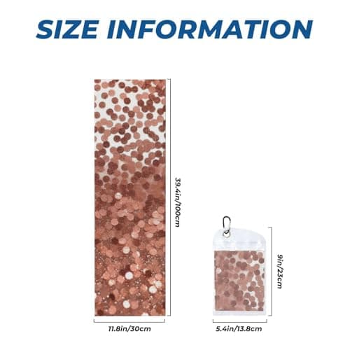 FHEDVBN Cooling Towels for Neck and Face, Soft Breathable Gym Towels with Waterproof Bag & Carabiner, Rose Gold Glitter Ice Towel Quick Dry Sweat Towels for Running, Yoga 40"x 12" — view 3