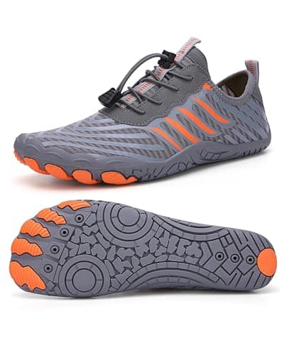 BareStep Active Barefoot Shoes Grounded Footwear Women Men Breathable Comfortable Slip on Hiking Water Shoes, Grey, 7.5 Women/6.5 Men