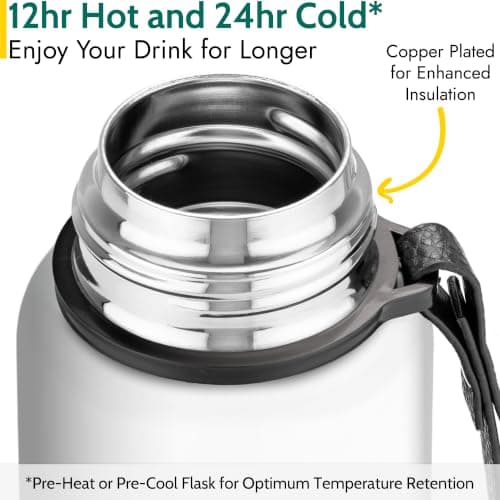 Trail Vacuum Flask with Strap, Camping & Travel, 800ml, White — view 4
