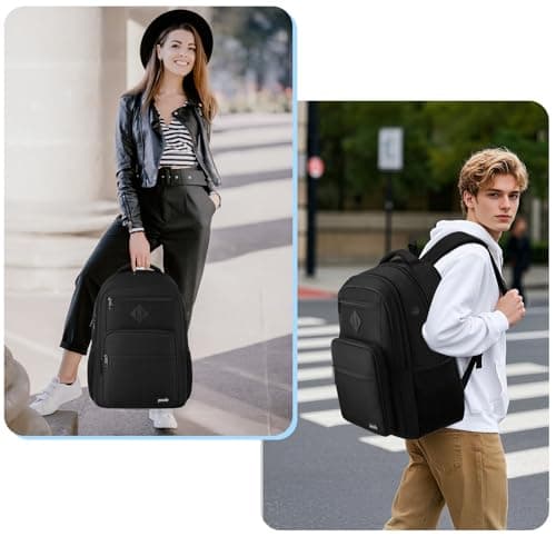 Paude Black Backpack,School Backpack for Teens Adults Laptop Bookbag for High School College Students Back Pack for Work — view 2