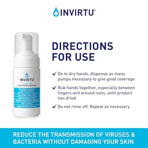 INVIRTU Alcohol Free Antibacterial Hand Sanitiser Foam (100ml) - Hospital Grade - Kills 99.9% Of Bacteria & Viruses - Kind To Skin & Suitable For Children, Travel & Festivals– Non-Scented Disinfectant — view 4
