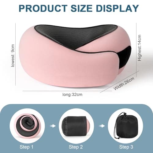 Purecas Memory Foam Travel Neck Pillow, 360° Support with Eye Mask&Earplugs — view 2