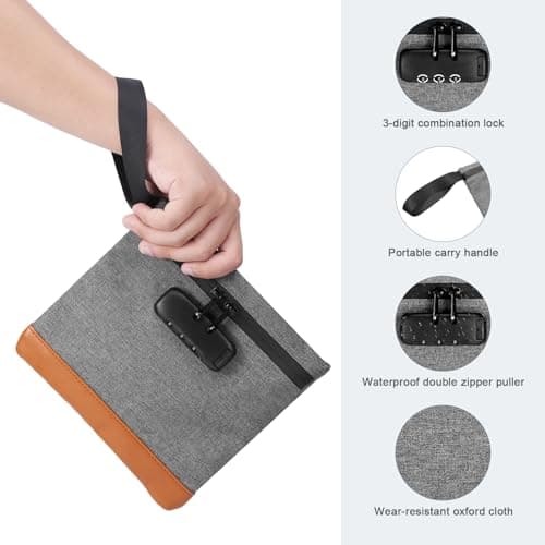 Ankilo Security Smell Proof Bag with Combination Lock, Money Bag, 7.9 * 7.4 in, Men & Women's Locking Accessories Pouch for Travel, Bank Deposits, Wallet, Medicine, Phone — view 5