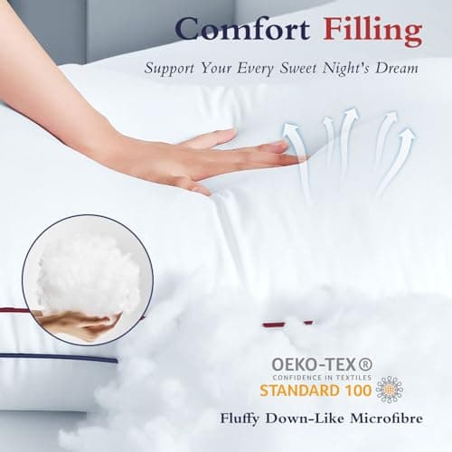 Sofslee Pillows 2 Pack Hotel Quality Luxury Pillows for Neck And Shoulder Pain, Soft Hypoallergenic Dust Mite Resistant Down Alternative Bed Pillow, for Side/Back/Stomach Sleeper 42 x 70cm — view 4