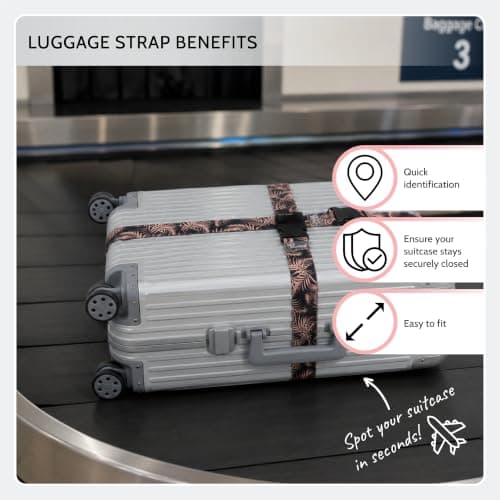 Periea Luggage Straps Set of 2 - Adjustable Suitcase Straps with Quick Release Buckle, Heavy Duty Luggage Straps for Suitcases, Travel Accessories, Thickened Luggage Belt - Silver Leopard — view 5