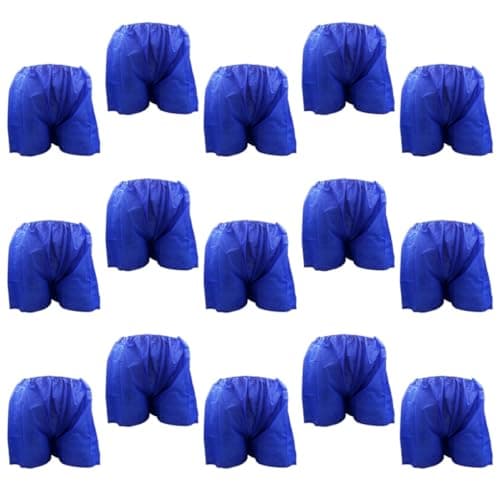 DIKACA Disposable Sauna Shorts 15Pcs Mens Underwear Blue Non-Woven Fabric for Travel and Spa