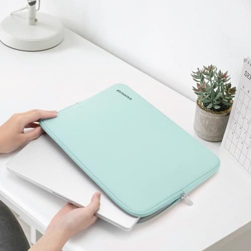 RAINYEAR 14 Inch Laptop Sleeve Protective Carrying Case, Mint Green — view 4
