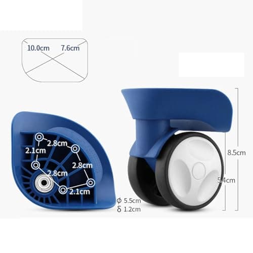 BaotyJie 2X Luggage Replacement Wheels Swivel Caster Wheel Easy to Install Suitcase Silent Trolley Case Suitcase Wheels Replacement, Blue — view 5