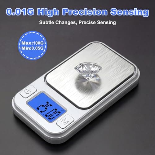 Mini Scales 0.01g/200g, Diyife Portable Precision Small Scale 8 Units, Jewellery Scales with Storage Case, Auto-Off, Backlit Lcd, Tare, Digital Pocket Scales for Gold, Gem, Medicine (Silver) — view 3