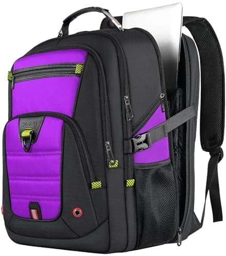 Z-MGKISS Women's 52L Anti-Theft Travel Backpack, 17.3" TSA-Approved Laptop Compartment, Water-Resistant Business College Daypack, Gifts for Teacher Nurse, Purple