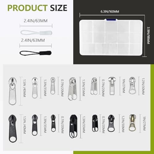 LE-stone 252Pcs 3 Colors Zipper Repair Kit with Zipper Repair Kit and Pulls Set Universal Zippers Pull Accessories for Clothes Jean Tent Backpack Suitcase DIY #3#5#8 Sizes — view 2