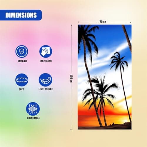 GEEZY Microfibre Beach Towel, Sunrise Design - Quick Drying, Lightweight, Sand-Free, Large & Durable, Summer Design - Beach Essentials for Travel, Holiday, Swimming, Sauna, Adults & Kids, 70x140cm — view 4