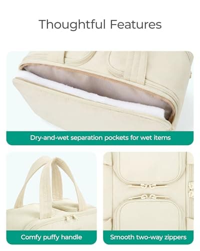 bagsmart Travel Toiletry Bag for Women, Extra Large Makeup Wash Bag, Beige — view 4