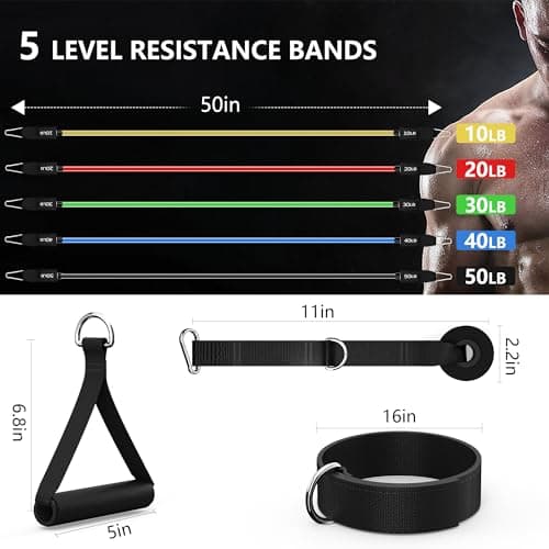 Resistance Bands with Handles for Working Out, 5-Level Stackable 150lbs Set — view 2