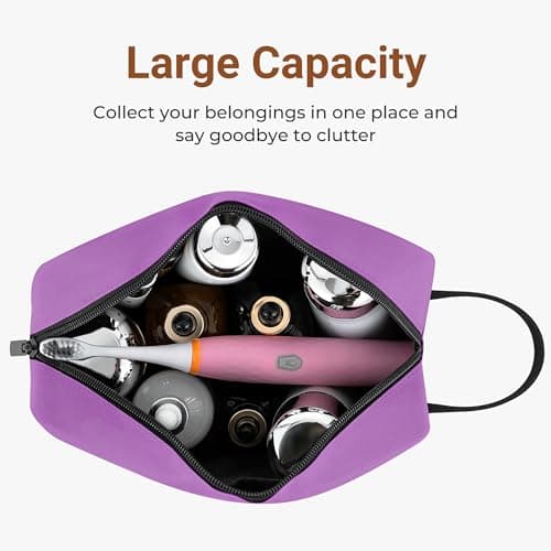 Elviros Travel Toiletry Bag for Women and Men, Lightweight Makeup Bag Hanging Dopp Kit with Shaving Compartment Cosmetic Organizer Small Tool Bag Travel Essentials Gift for Women, Grape Purple — view 2