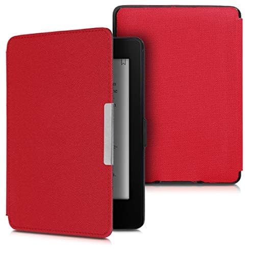 kwmobile Case Compatible with Amazon Kindle Paperwhite - Nylon Protective e-Reader Cover Folio Book Style Case - Red — view 5