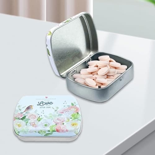 DEFIYEAR 8PCS Small Tin Box with Lids for Women Rectangular Iron Pocket Tea, Mini Metal Boxes - Mint candy tin Portable Storage for Jewelry Candy Pills Earplugs Beads Small Items (6 * 4.5 * 1.5cm) — view 3
