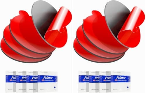 Dash Cam Mount Adhesive Pads – 8-Pack 56mm Round Double-Sided Pads Made with 3M VHB – Heat-Resistant Tape for Windscreen, Dashboard, GPS & Camera Holders – Includes 4 Adhesion Promoters